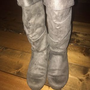 So Suede Gray Slouch Boots